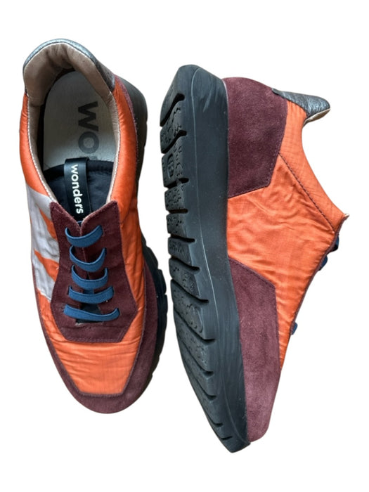 Wonder Shoe Size 38 Orange & navy Suede & Canvas Platform Lace Up Sneakers Orange & navy / 38