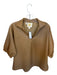 Emily McCarthy Size S Beige Polyester Faux Leather V Neck Puff Sleeve Collar Top Beige / S