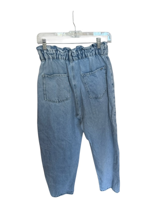 Zara Size 6 Light Wash Cotton Denim Back Pockets Scrunch Waist Zip Close Jeans Light Wash / 6