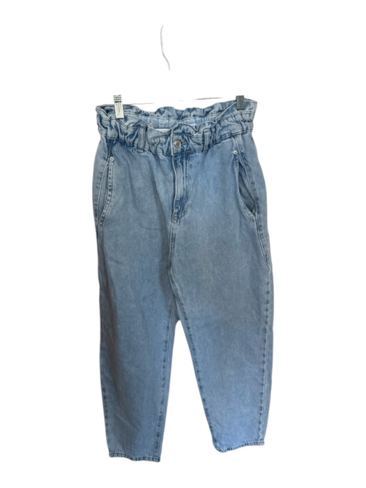 Zara Size 6 Light Wash Cotton Denim Back Pockets Scrunch Waist Zip Close Jeans Light Wash / 6