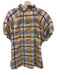 Finley Size M Blue, Yellow & Multi Cotton Blend Plaid Ruffles Button Front Top Blue, Yellow & Multi / M