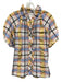 Finley Size M Blue, Yellow & Multi Cotton Blend Plaid Ruffles Button Front Top Blue, Yellow & Multi / M