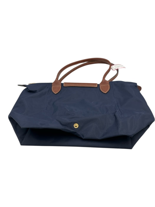 Longchamp Navy Synthetic Snap Button Rolled Handle Collapsible Tote Bag Navy / M