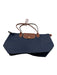 Longchamp Navy Synthetic Snap Button Rolled Handle Collapsible Tote Bag Navy / M