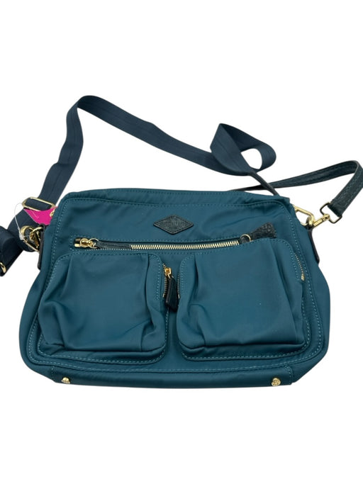 MZ Wallace Dark Teal Synthetic Zip Top Goldtone Hardware Crossbody Strap Bag Dark Teal / S