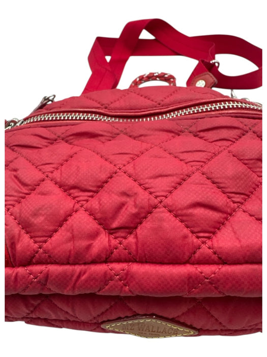 MZ Wallace Red Synthetic Zip Top Silvertone hardware Crossbody Strap Quilted Bag Red / S