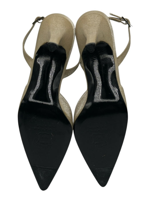 Stuart Weitzman Shoe Size 5.5 Champagne Textile Leather Sole Pointed Toe Heels Champagne / 5.5