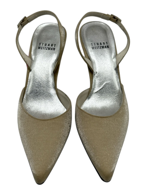 Stuart Weitzman Shoe Size 5.5 Champagne Textile Leather Sole Pointed Toe Heels Champagne / 5.5