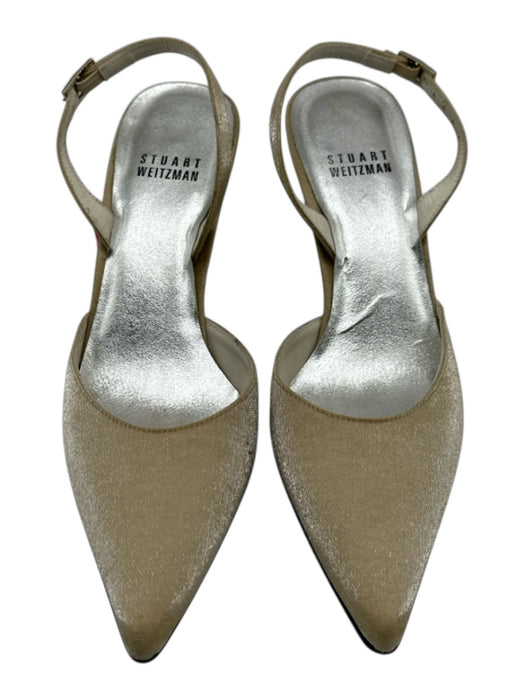 Stuart Weitzman Shoe Size 5.5 Champagne Textile Leather Sole Pointed Toe Heels Champagne / 5.5