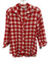 Foxcroft Size M Red & White Cotton V Neck Long Sleeve gingham Collar Top Red & White / M