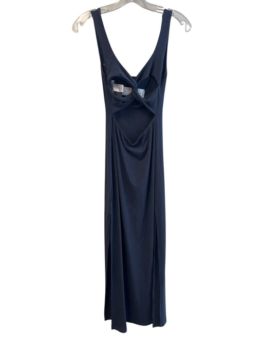 L Space Size S Navy Lyocell blend Scoop Neck Cross Over Ribbed Knit Maxi Dress Navy / S