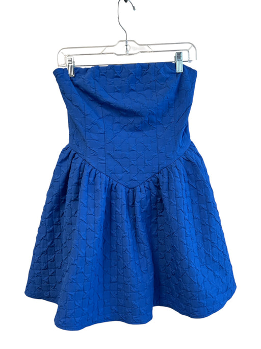 Vestique Size S Blue Polyester Strapless Back Zip Quilted Knee length Dress Blue / S