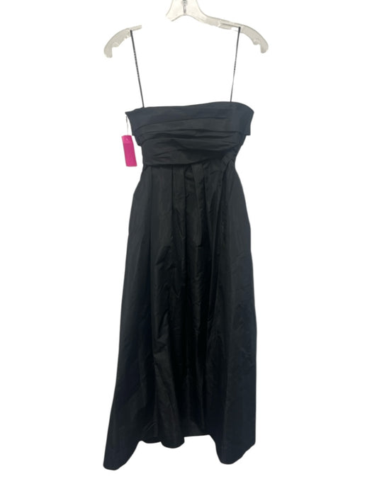 Tanya Taylor Size 00 Black Polyester Sleeveless Midi Gathered Pleated Dress Black / 00