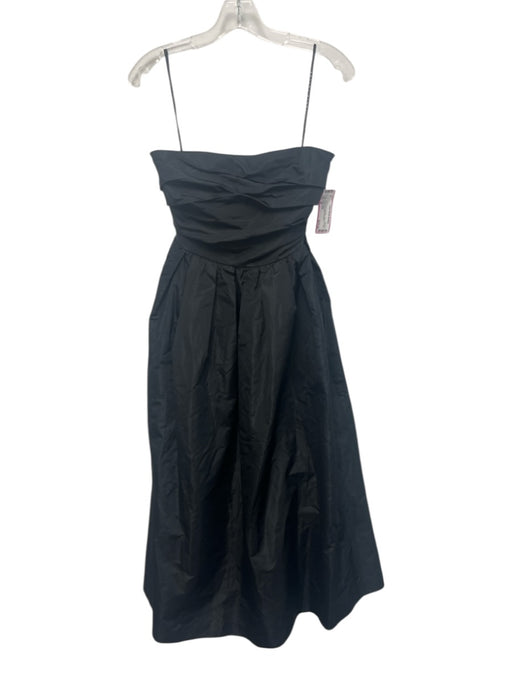 Tanya Taylor Size 00 Black Polyester Sleeveless Midi Gathered Pleated Dress Black / 00