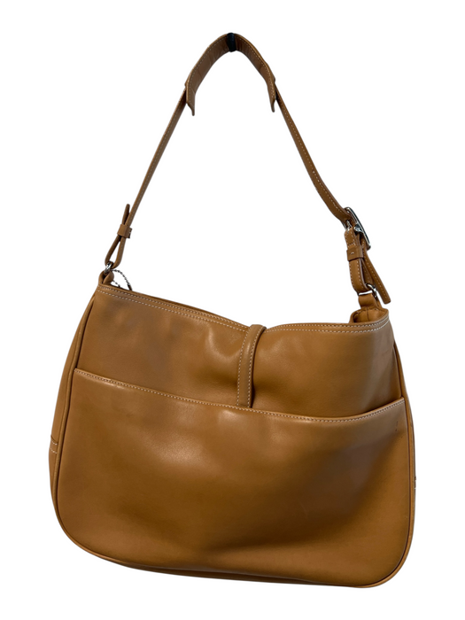 Coach Camel Cowhide Leather Top Handle Horsebit silver hardware Zip Pocket Bag Camel / Medium