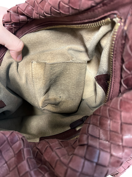 Bottega Veneta Burgundy Leather Woven Shoulder & Crossbody Straps Top Zip Bag Burgundy / Medium