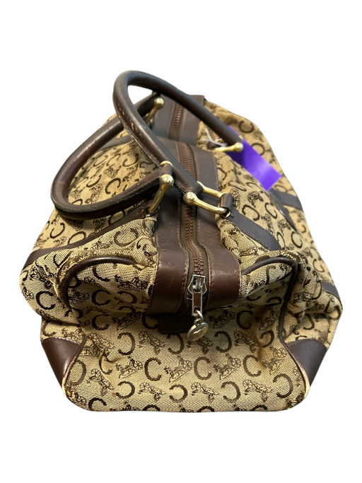 Celine Brown Leather & Canvas Monogram Top Zip Madadam Sulky Bag Brown / Medium