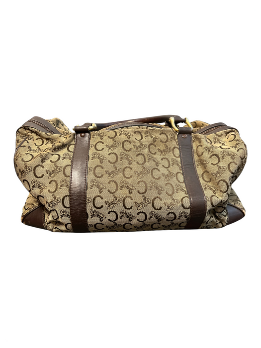 Celine Brown Leather & Canvas Monogram Top Zip Madadam Sulky Bag Brown / Medium