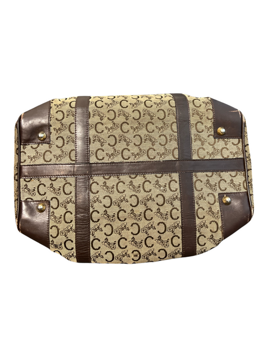 Celine Brown Leather & Canvas Monogram Top Zip Madadam Sulky Bag Brown / Medium