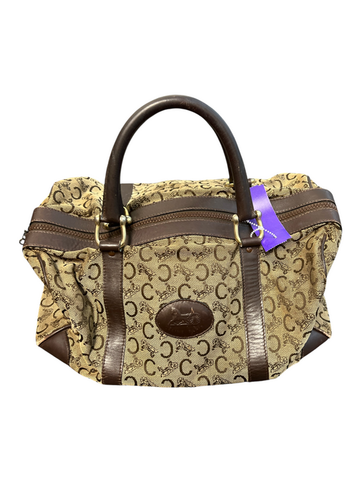 Celine Brown Leather & Canvas Monogram Top Zip Madadam Sulky Bag Brown / Medium