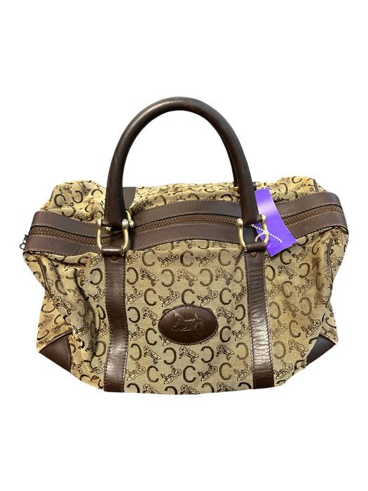 Celine Brown Leather & Canvas Monogram Top Zip Madadam Sulky Bag Brown / Medium