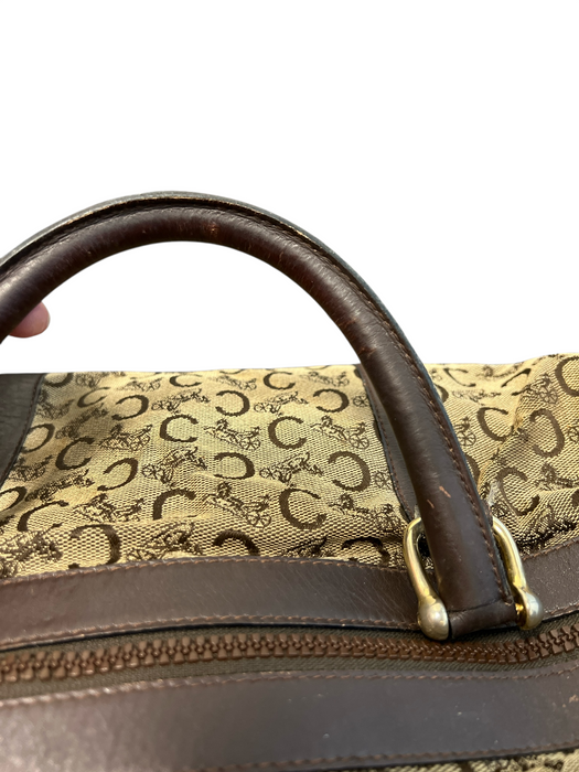Celine Brown Leather & Canvas Monogram Top Zip Madadam Sulky Bag Brown / Medium