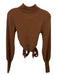 Reformation Size XS Brown Cashmere Ribbed Long Sleeve Mock Neck Open Back Top Brown / XS