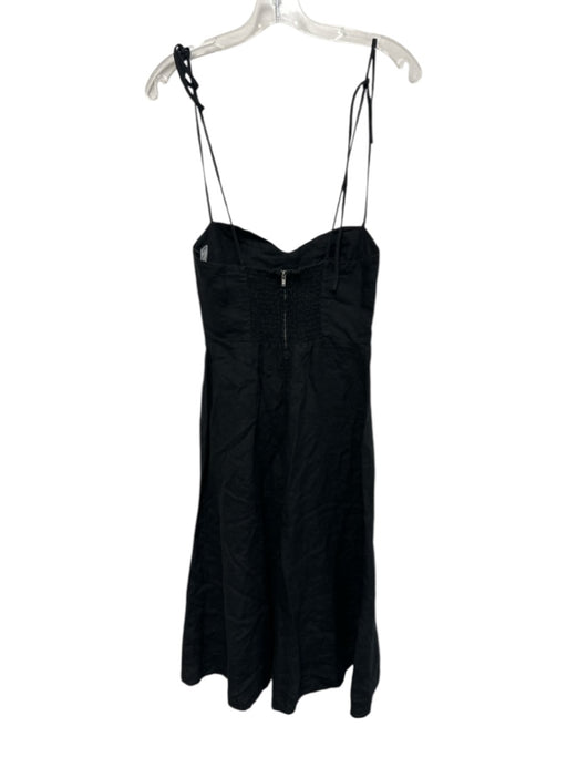 Reformation Size 4 Black Linen Spaghetti Strap Shirred Cups Side Slit Dress Black / 4