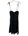 Reformation Size 4 Black Linen Spaghetti Strap Shirred Cups Side Slit Dress Black / 4