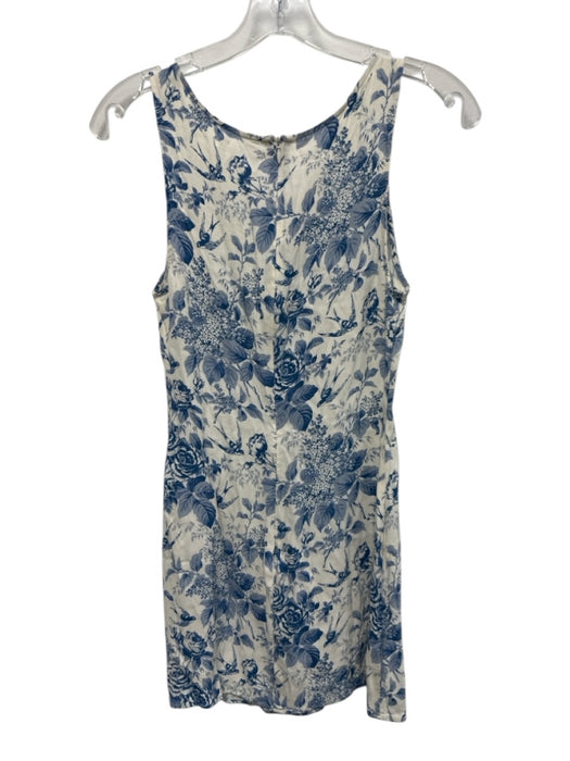 Reformation Size 6 Blue & White Rayon Sleeveless Floral Racerback Dress Blue & White / 6