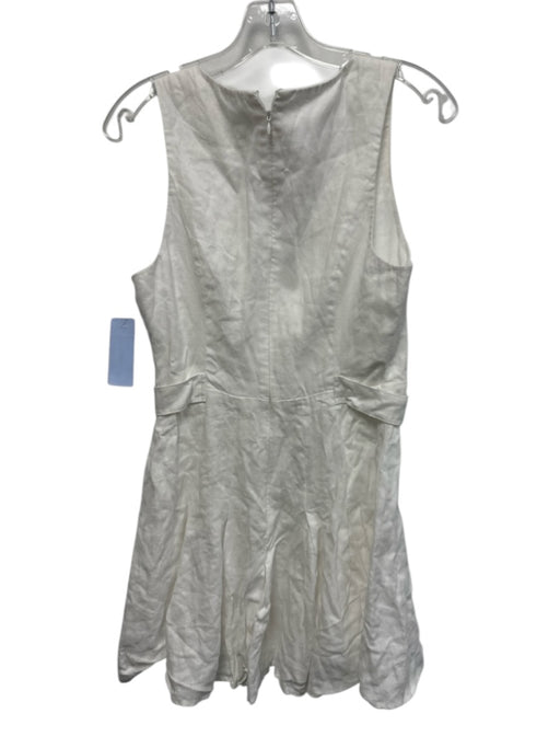 Reformation Size 6 White Linen Sleeveless V Neck Button Detail godet hem Dress White / 6