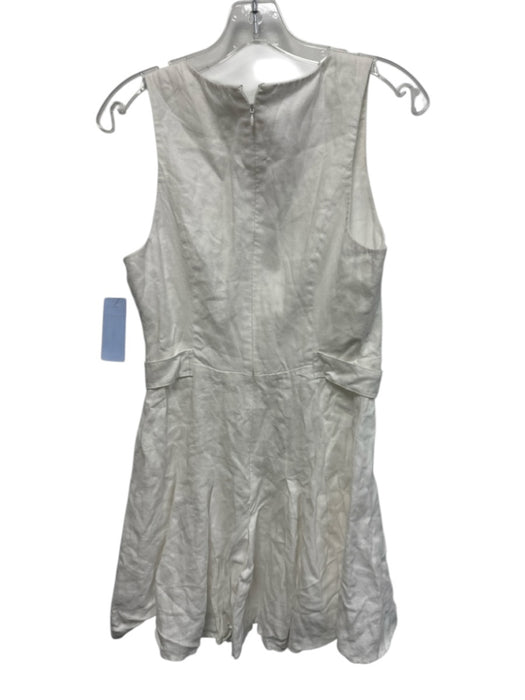 Reformation Size 6 White Linen Sleeveless V Neck Button Detail godet hem Dress White / 6
