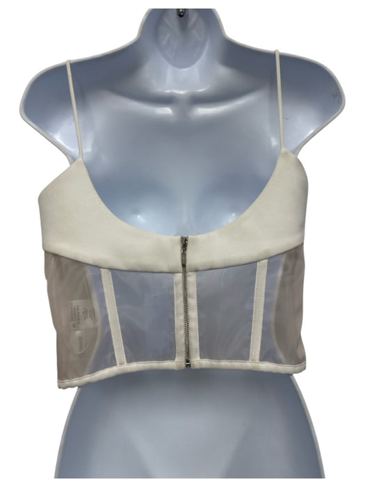Rozie Corsets Size 40/L White Polyester Blend Spaghetti Strap Paneled Corset Top White / 40/L