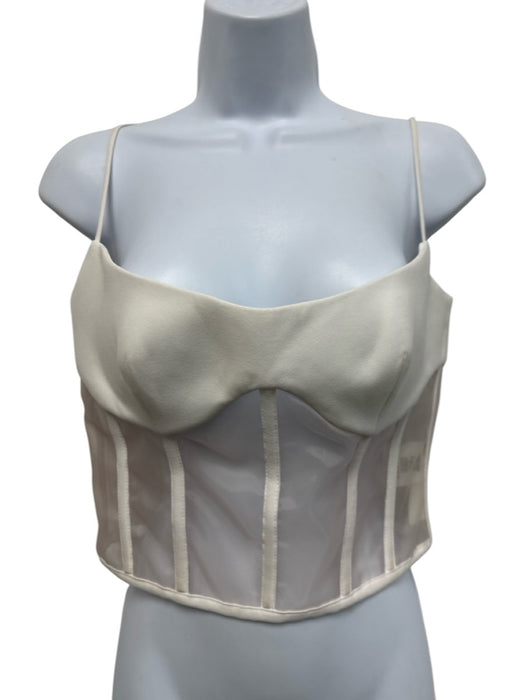 Rozie Corsets Size 40/L White Polyester Blend Spaghetti Strap Paneled Corset Top White / 40/L