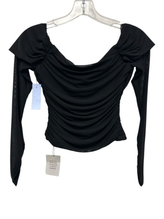 Majorelle Size Small Black Nylon Long Sleeve Ruched Cropped Top Black / Small