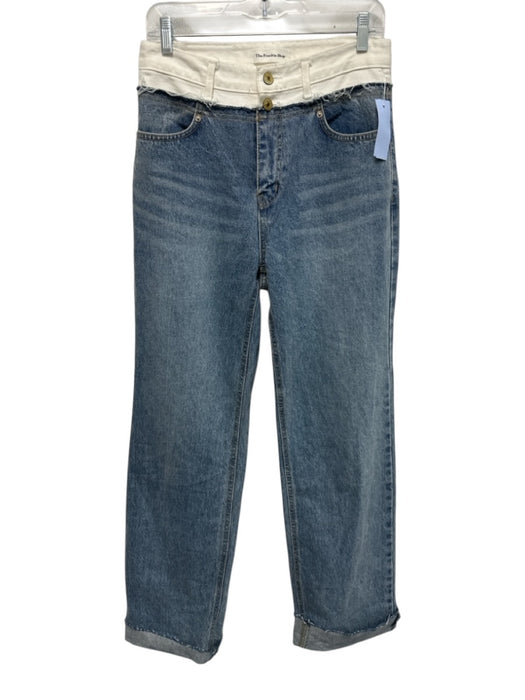 The Frankie Shop Size Medium White & Medium Wash Cotton Denim High Rise Jeans White & Medium Wash / Medium