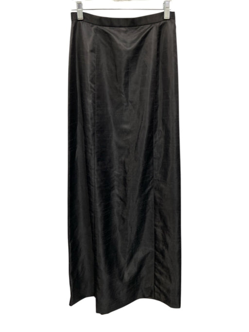 Adrianna Papell Size 6 Black Nylon Blend Pleated Maxi Back Zip Skirt Black / 6