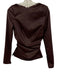 Mistress Rocks Size S Burgandy PU Leather Blend Long Sleeve Side Slit Top Burgandy / S