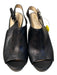 Coach Shoe Size 6.5 Black Leather Wedge Slingback Open Toe Dot Detail Shoes Black / 6.5