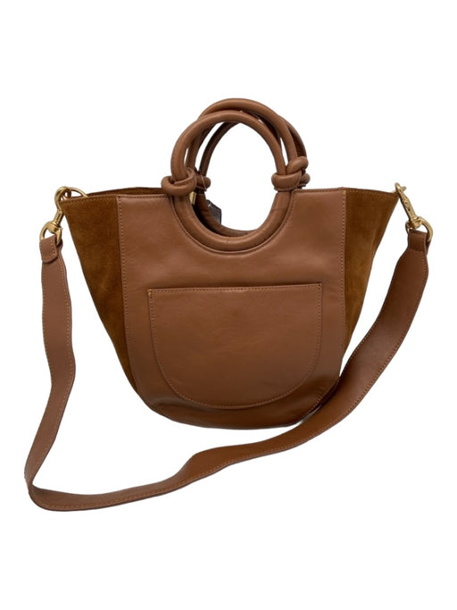 Thacker Brown Leather Suede Shoulder Strap Knot Detail Magnetic Close Bag Brown / Medium