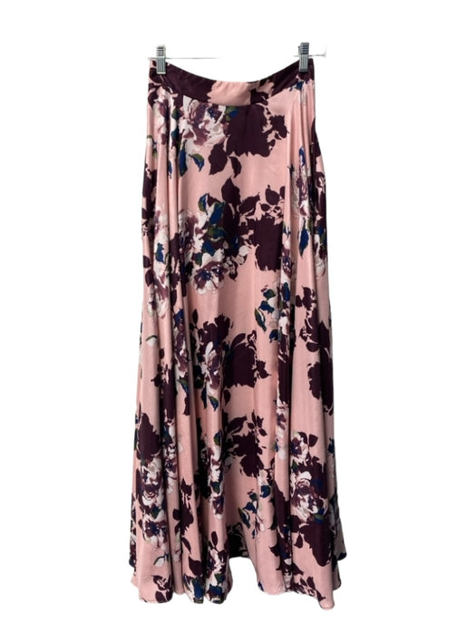 Jodi Kristopher Size 0 Pink, Purple & Black Polyester Lined Floral Maxi Skirt Pink, Purple & Black / 0