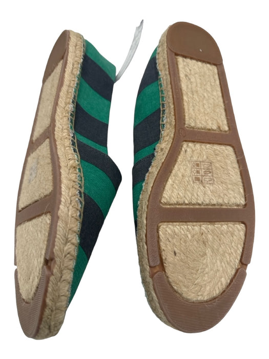 J Crew Shoe Size 9.5 Green & Blue Canvas Striped Round Toe Slip On Espadrille Green & Blue / 9.5