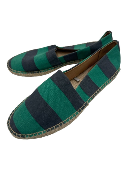 J Crew Shoe Size 9.5 Green & Blue Canvas Striped Round Toe Slip On Espadrille Green & Blue / 9.5