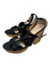 Coach Shoe Size 9.5 Black & Brown Leather open toe Ankle Buckle Bow Wedges Black & Brown / 9.5