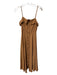 Rokoko Size S Rust Rayon Spaghetti Strap Button Front Fold Over Midi Dress Rust / S