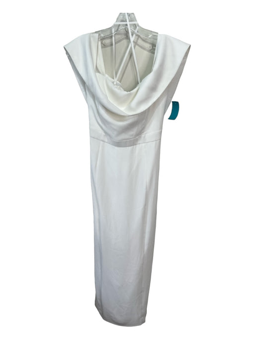 Fame and Partners Size 8 White Polyester Drop Shoulder Bustier Back Slit Dress White / 8