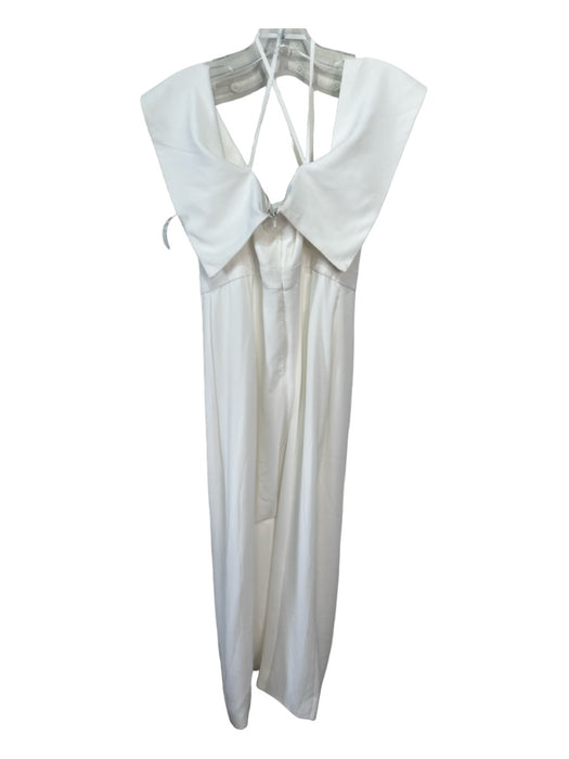 Fame and Partners Size 8 White Polyester Drop Shoulder Bustier Back Slit Dress White / 8