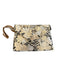 No Brand Black & champagne Fabric Embroidered Wristlet Envelope Snap Closure Bag Black & champagne / Small