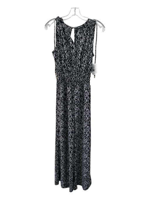 Ellen Tracy Size S Black & White Polyester floral print Sleeveless Jumpsuit Black & White / S