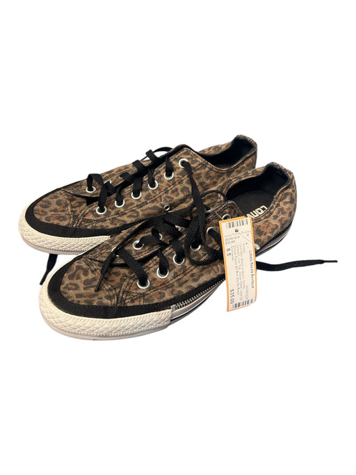 Converse Shoe Size 8.5 Brown & Black Textile Leopard Low Top Zipper Detail Shoes Brown & Black / 8.5